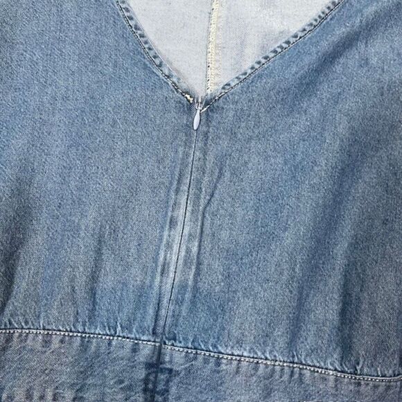 NWT Something Navy Chambray Short Romper Long Sleeve Pearl Buttons Size Large - Picture 8 of 11